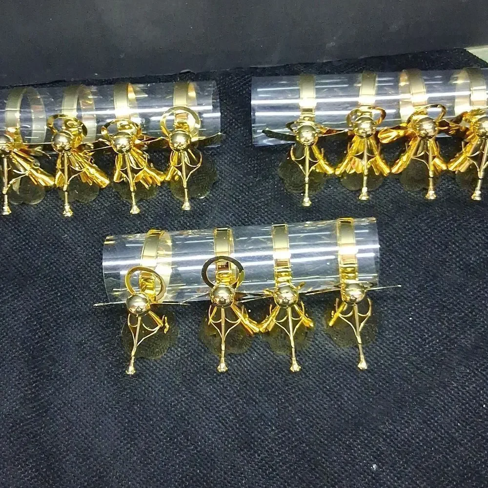 Brass Angel Halo Napkin Rings Lot 12 Trumpet Gold‎ Tone Religious Christmas Vtg.